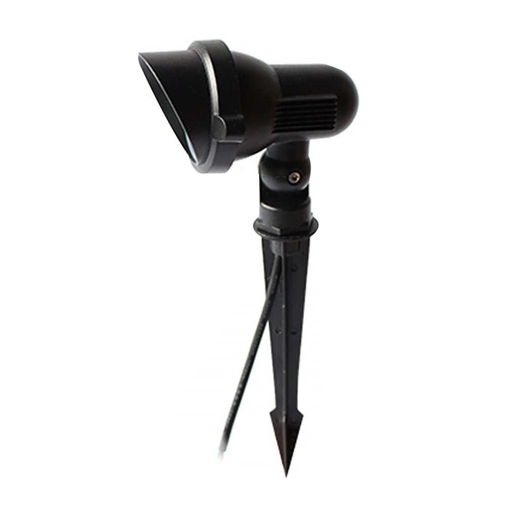 Ground-Insert Outdoor Spotlight — Die-Cast Aluminum, LED, Waterproof, Black