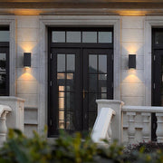 Industrial Up/Down Outdoor Wall Sconce — Die-Cast Aluminum and Glass, LED, IP65 Weatherproof, 3000K, 1-Light and 2-Light Options