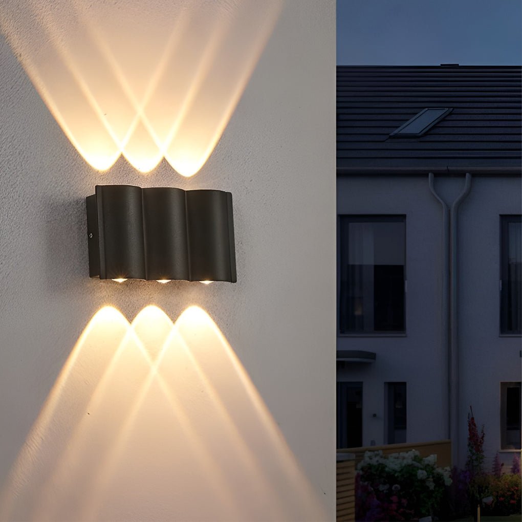 waterproof led outdoor wall sconces with creative wave arc design up and down lights