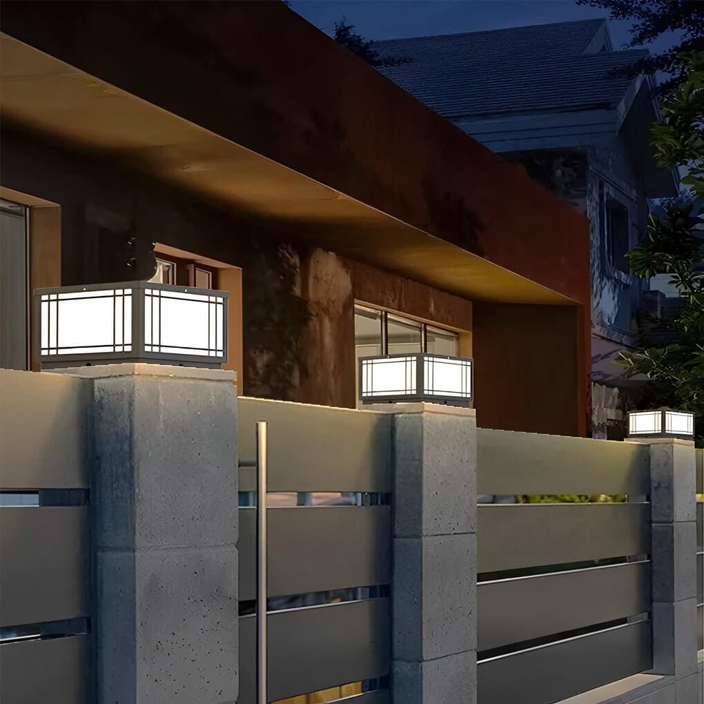 waterproof led solar fence post lights with remote retro grilles and 3 step dimming