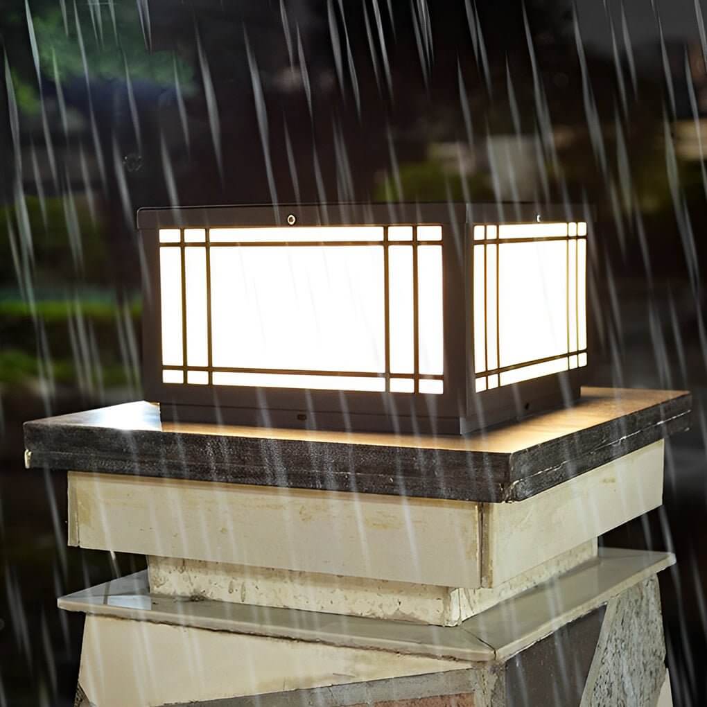 waterproof led solar fence post lights with remote retro grilles and 3 step dimming