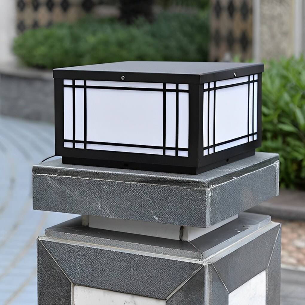 waterproof led solar fence post lights with remote retro grilles and 3 step dimming