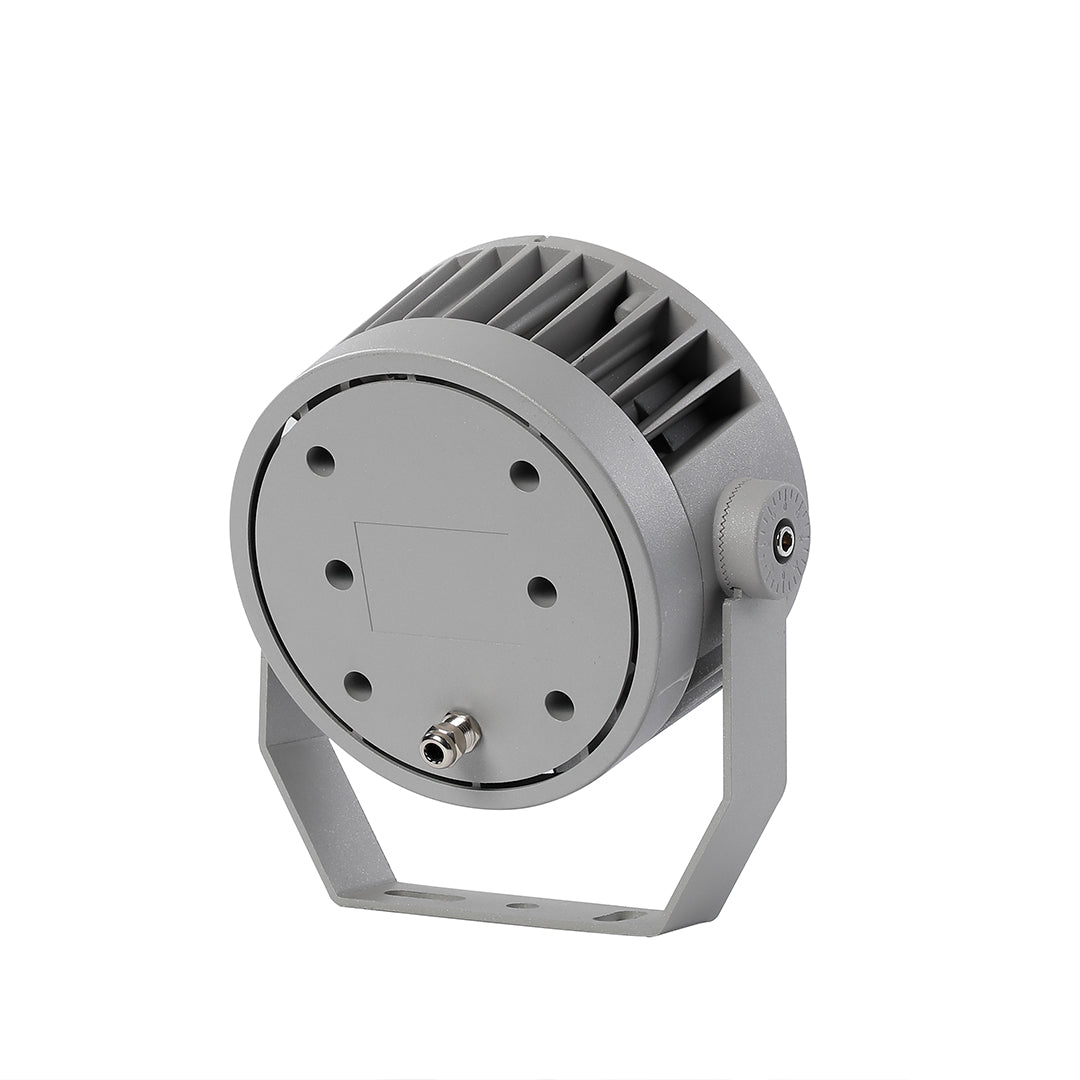 Circular Outdoor LED Spotlight — Die-Cast Aluminum, IP65, 9W / 12W, DC24V, RGB Option