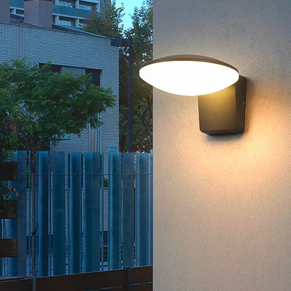 Circular Industrial Outdoor Wall Sconce — Aluminum Alloy & PC, Solar LED, IP54, Warm White 3000K