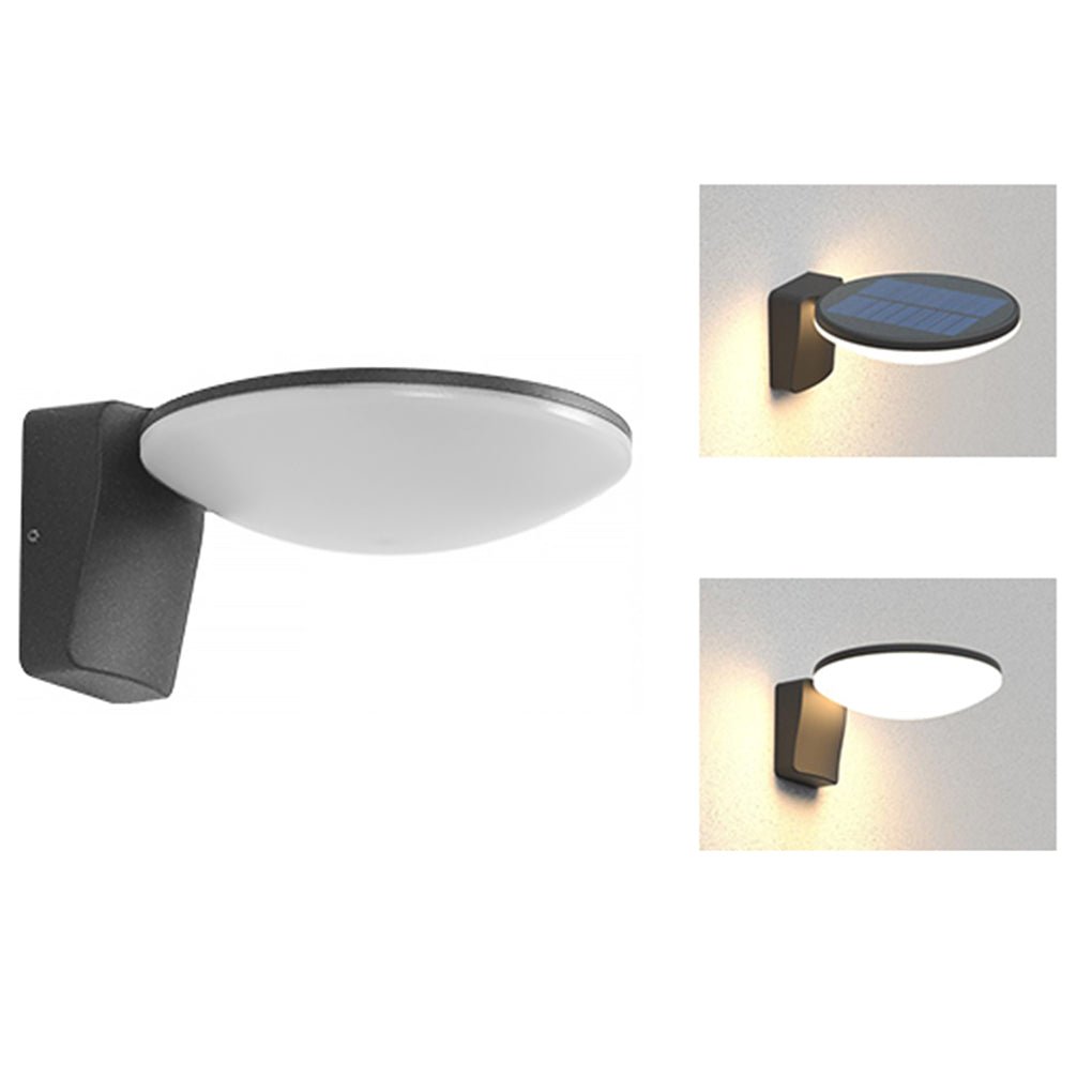 Circular Industrial Outdoor Wall Sconce — Aluminum Alloy & PC, Solar LED, IP54, Warm White 3000K