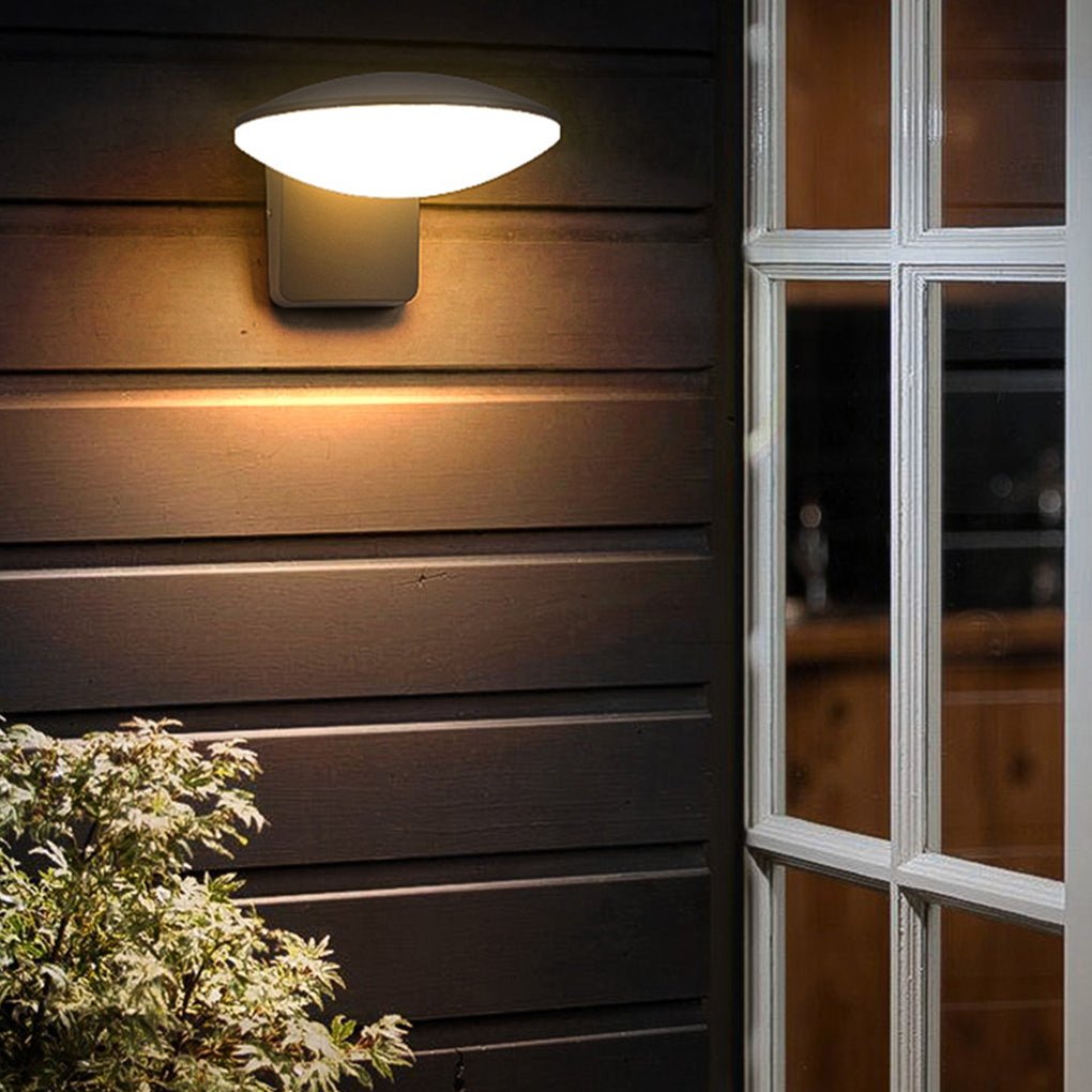 Circular Industrial Outdoor Wall Sconce — Aluminum Alloy & PC, Solar LED, IP54, Warm White 3000K