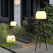 Minimalist Outdoor Floor Lamp — Stainless Steel & PE Shade, 12W LED, USB Rechargeable, IP65, 3 Heights