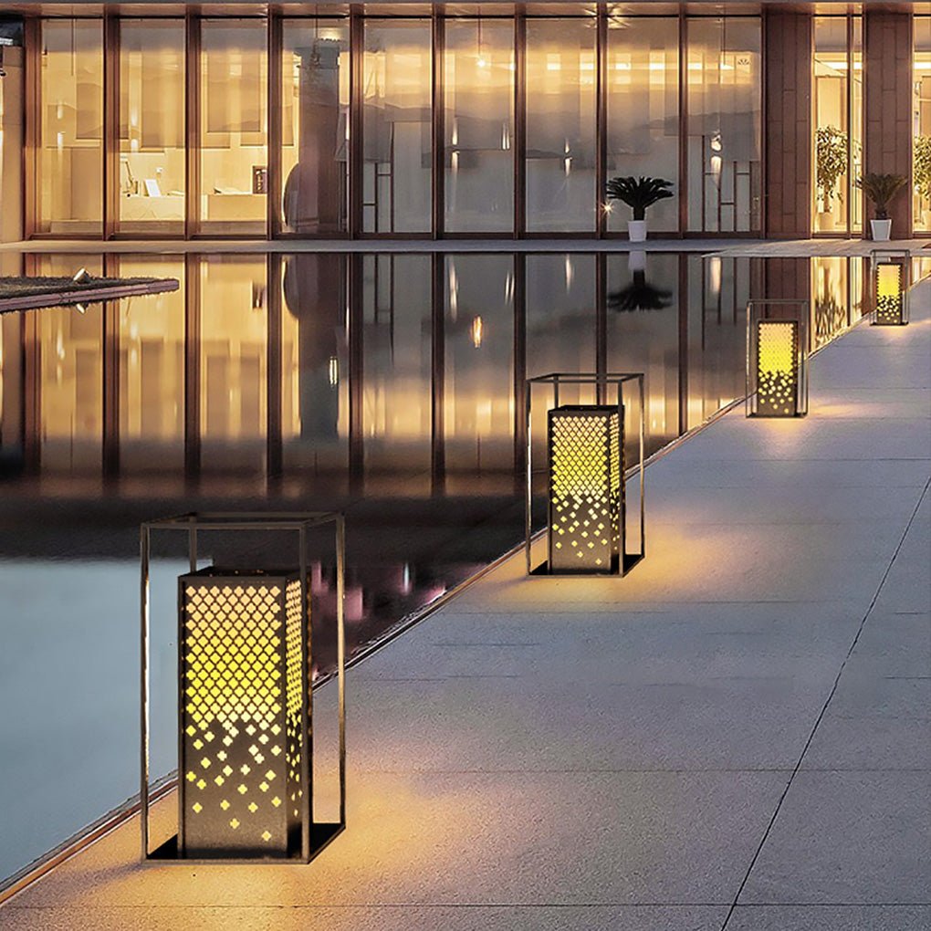 waterproof outdoor garden light with floral brown stainless steel design