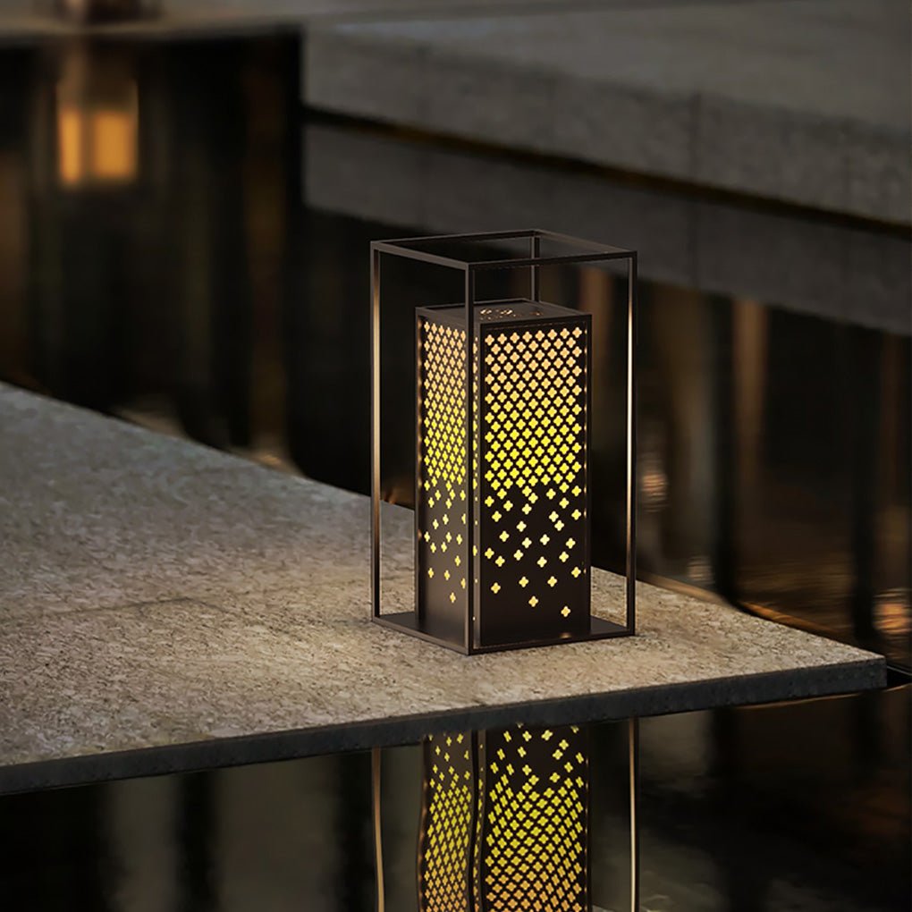 waterproof outdoor garden light with floral brown stainless steel design