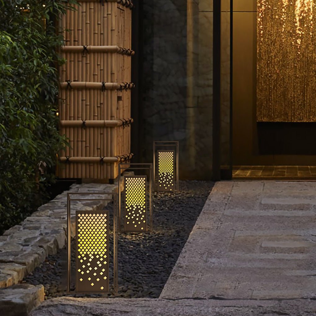 waterproof outdoor garden light with floral brown stainless steel design