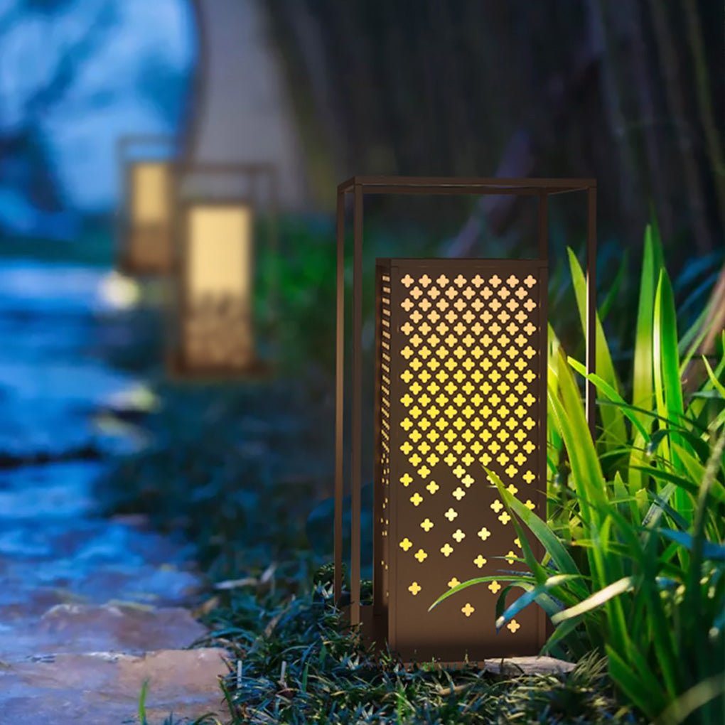 waterproof outdoor garden light with floral brown stainless steel design