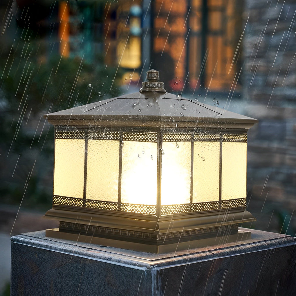 Retro Copper Solar Pillar Light — Solid Copper, Antique Bronze, E27, IP65 Weatherproof, Dual Power, 3 Sizes