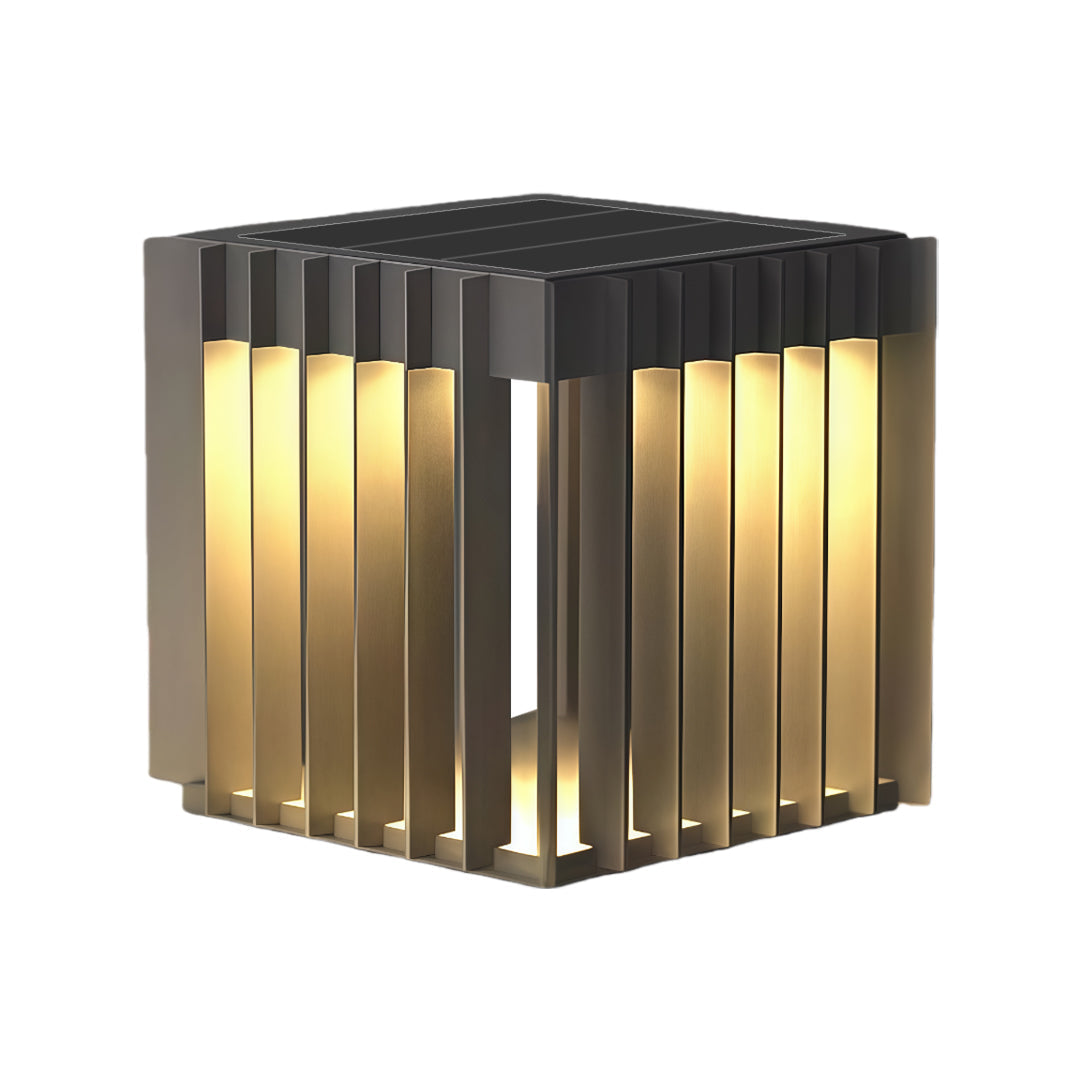 Minimalist Square Outdoor Pillar Light — Stainless Steel, LED, IP65, Solar / Hardwired, 3 Sizes
