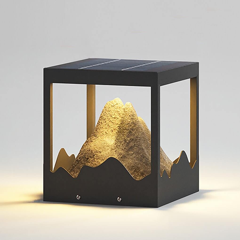 waterproof outdoor solar decorative column light for mountain landscapes