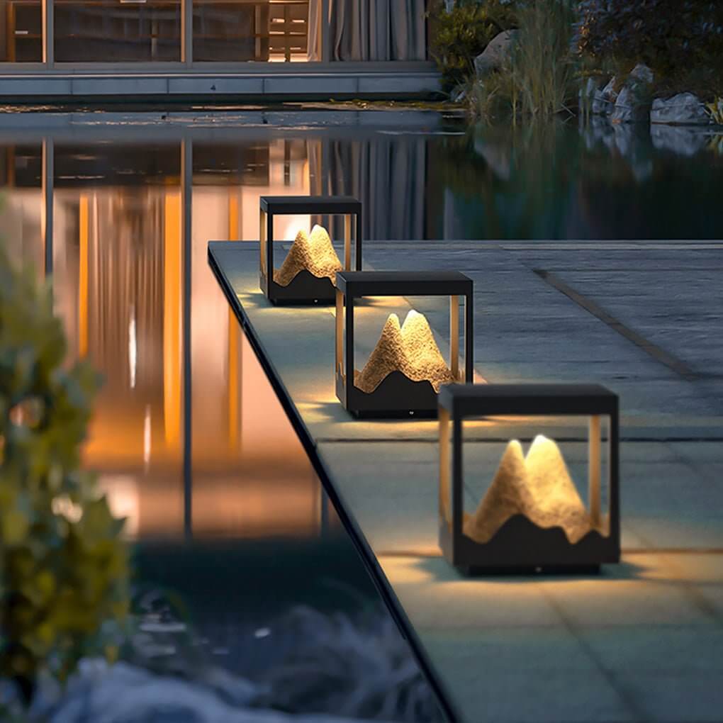 waterproof outdoor solar decorative column light for mountain landscapes