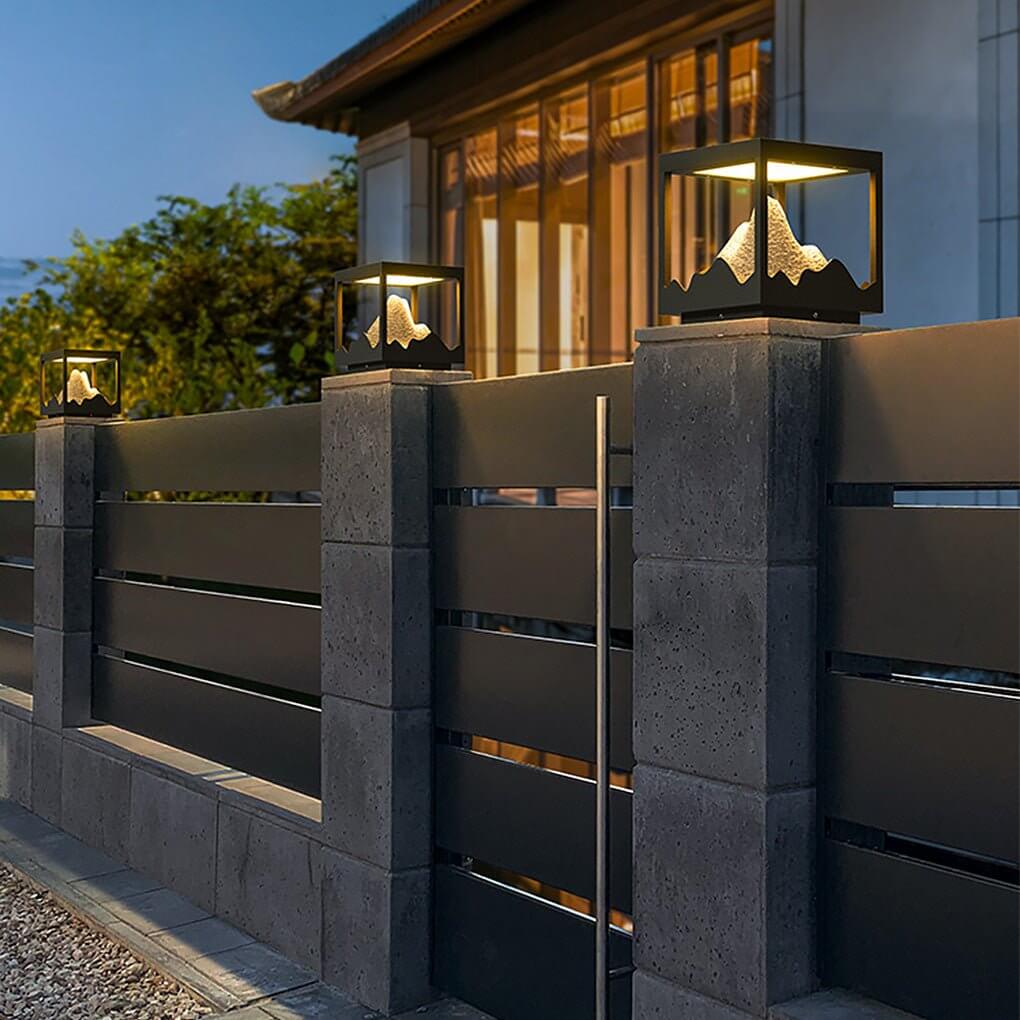 waterproof outdoor solar decorative column light for mountain landscapes