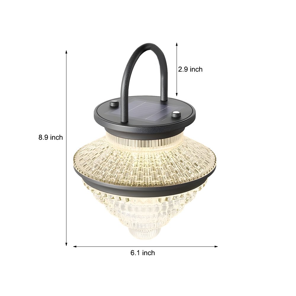 Portable Solar Outdoor Lantern — Aluminum & Acrylic, LED, 3-Step Dimming, USB Charging, IP65, 6.1" × 8.9"