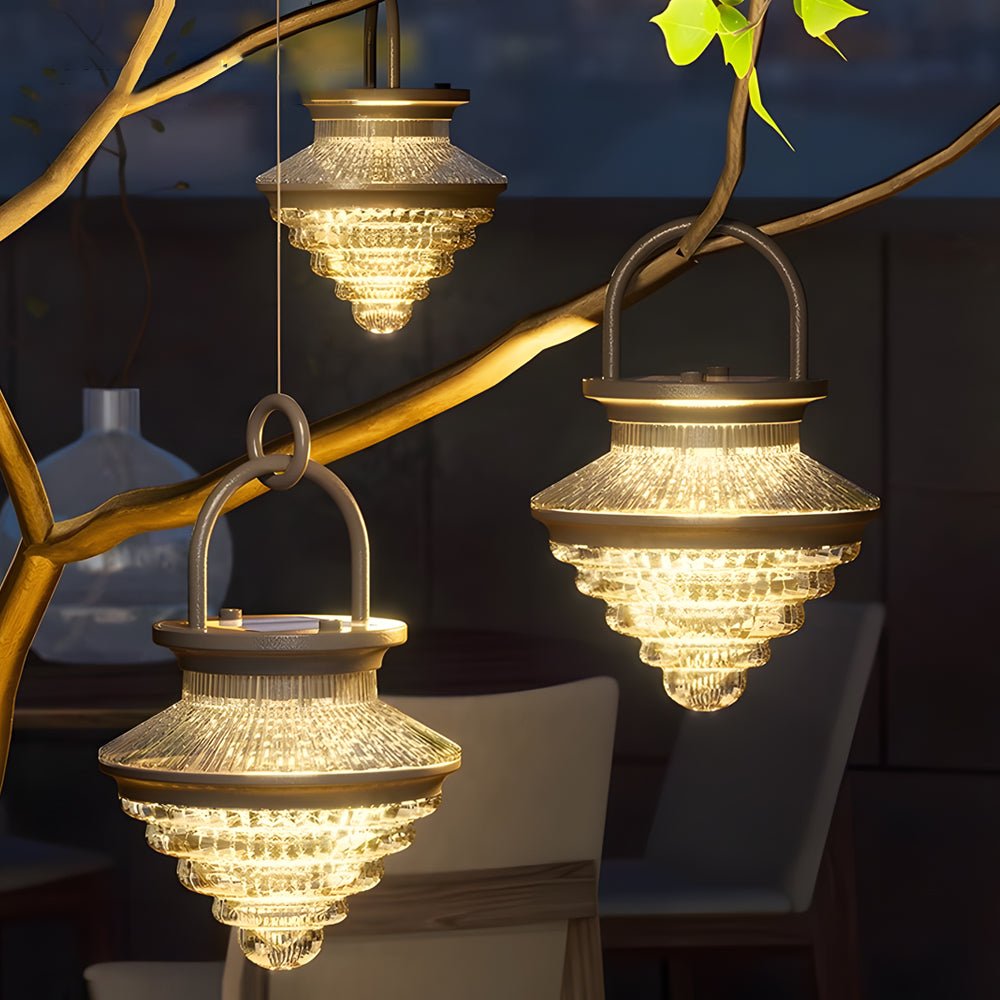 Portable Solar Outdoor Lantern — Aluminum & Acrylic, LED, 3-Step Dimming, USB Charging, IP65, 6.1" × 8.9"