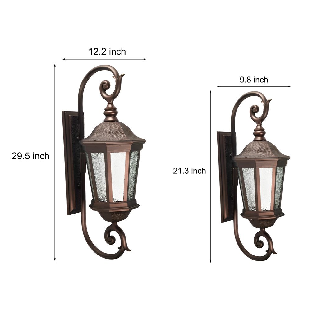 Retro Outdoor Wall Sconce — Die-Cast Aluminum and Glass, E27, Weatherproof, Bronze