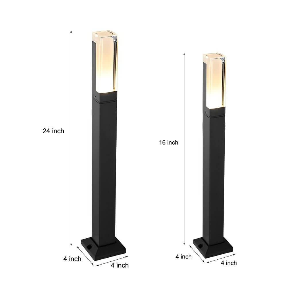 waterproof sleek black aluminum led bollard lights with minimalist cuboid design
