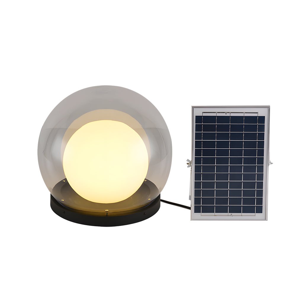 waterproof solar bubble lunar post light outdoor globe lantern for gates and landscape lighting