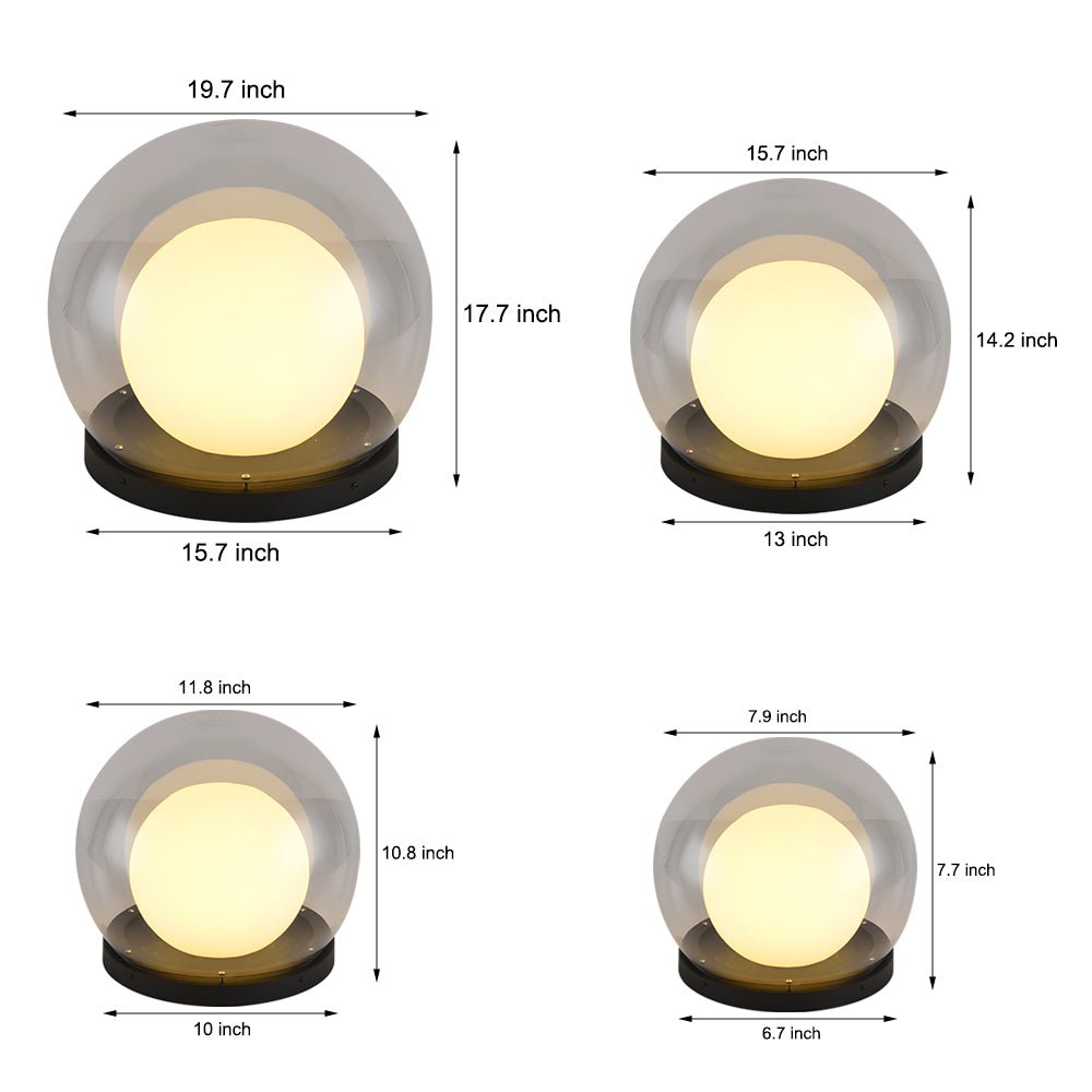 waterproof solar bubble lunar post light outdoor globe lantern for gates and landscape lighting