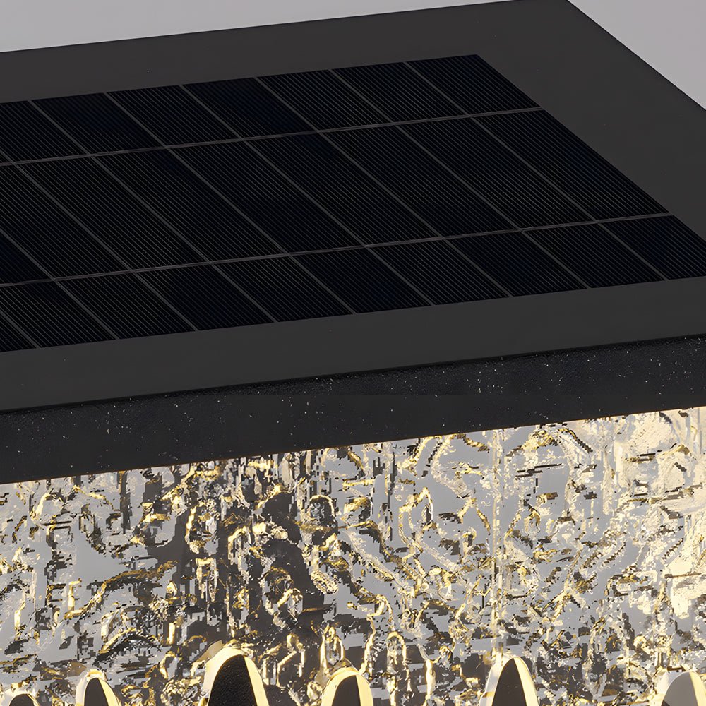 Modern Black Solar Fence Post Lights - Waterproof Square Creative Design