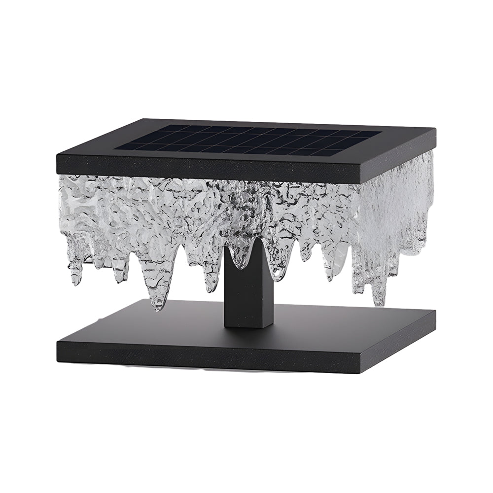 Modern Black Solar Fence Post Lights - Waterproof Square Creative Design