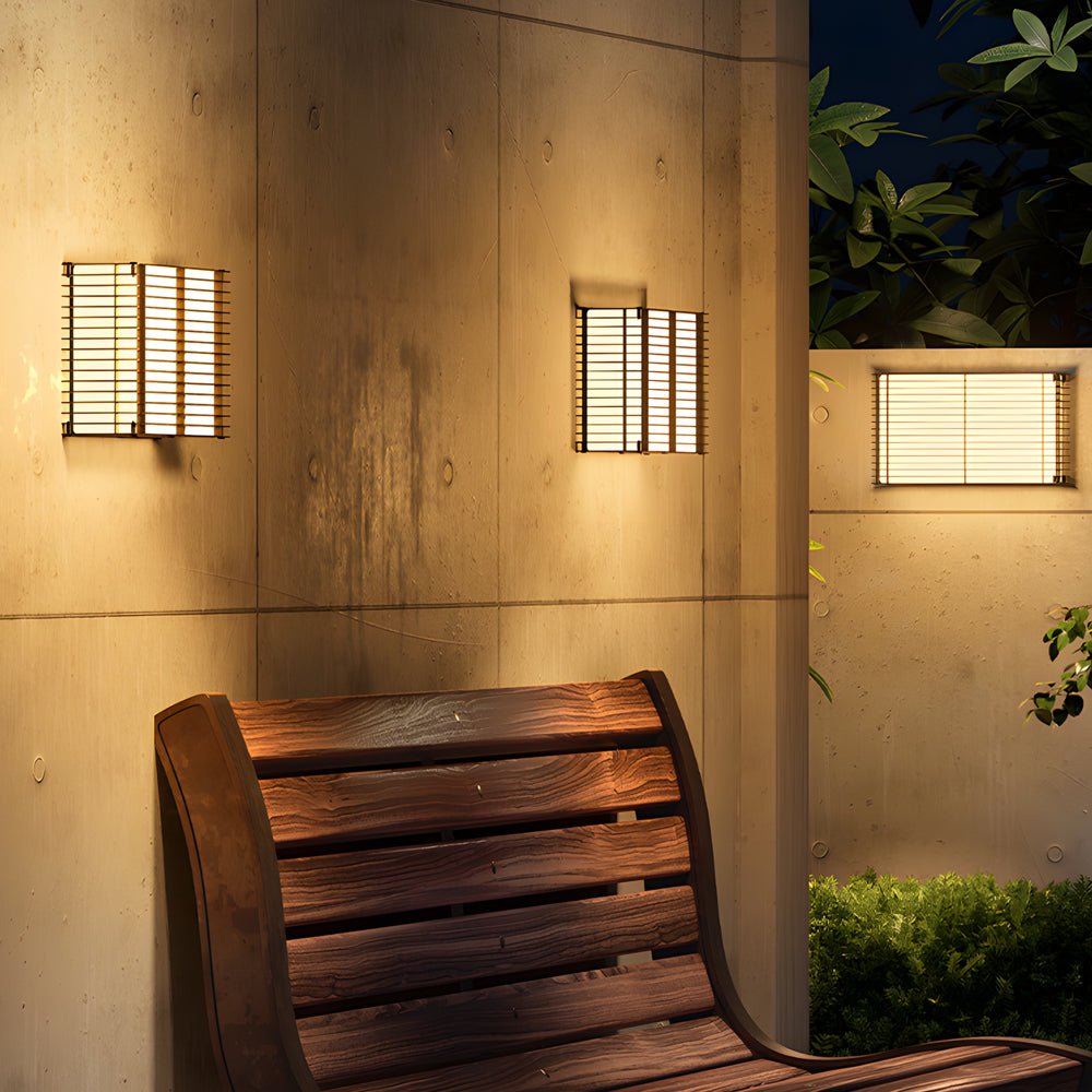 Modern Square-Grid Outdoor Wall Sconce — Stainless Steel & Iron, Solar / Hardwired, LED 3000K, IP65 Weatherproof
