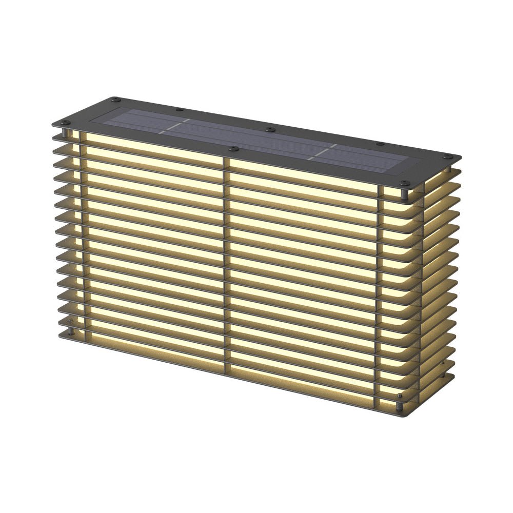 Modern Square-Grid Outdoor Wall Sconce — Stainless Steel & Iron, Solar / Hardwired, LED 3000K, IP65 Weatherproof