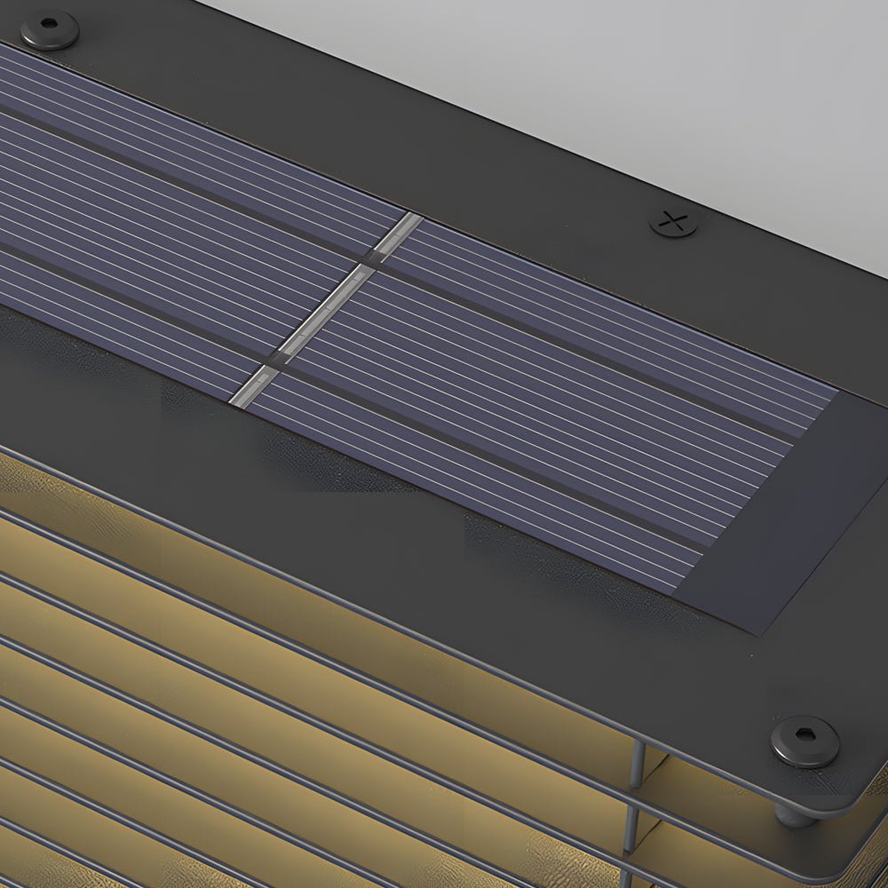 Modern Square-Grid Outdoor Wall Sconce — Stainless Steel & Iron, Solar / Hardwired, LED 3000K, IP65 Weatherproof