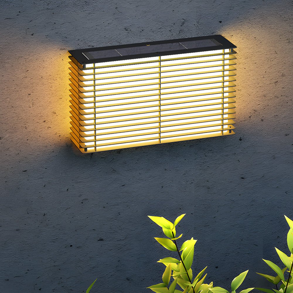 Modern Square-Grid Outdoor Wall Sconce — Stainless Steel & Iron, Solar / Hardwired, LED 3000K, IP65 Weatherproof