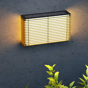 Modern Square-Grid Outdoor Wall Sconce — Stainless Steel & Iron, Solar / Hardwired, LED 3000K, IP65 Weatherproof