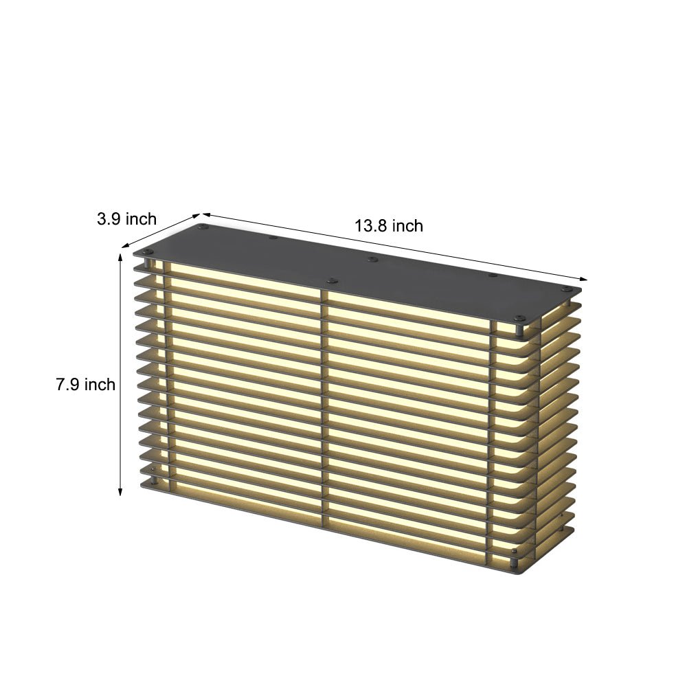 Modern Square-Grid Outdoor Wall Sconce — Stainless Steel & Iron, Solar / Hardwired, LED 3000K, IP65 Weatherproof