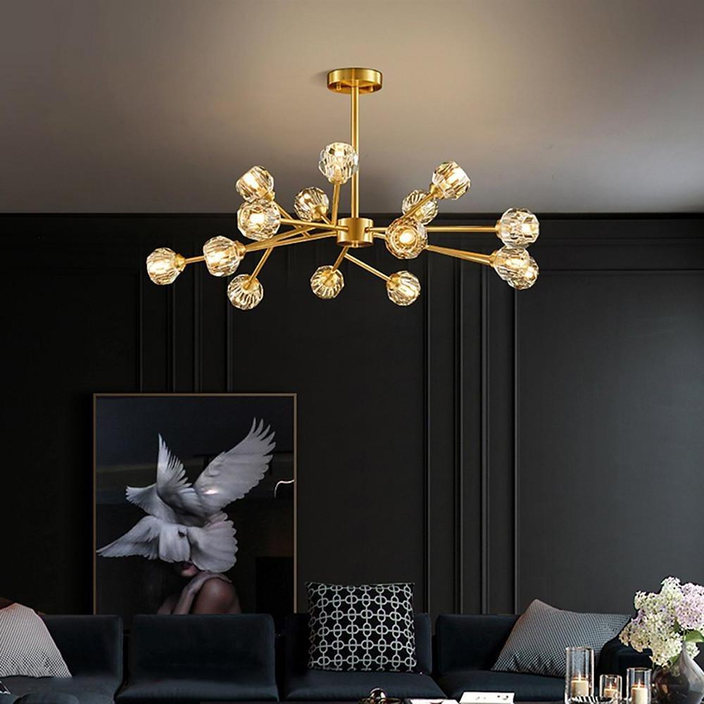 Sputnik Crystal Chandelier — Copper & Crystal, 15-Light LED, 31" Diameter, Three-Step Dimming