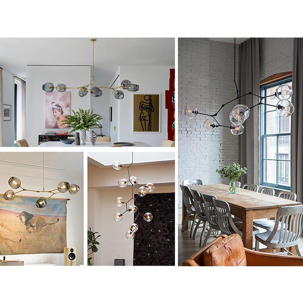 Globe Sputnik Industrial Chandelier — Metal and Glass, E27, 3/5/6/7-Light, Choice of Finish and Shade Color