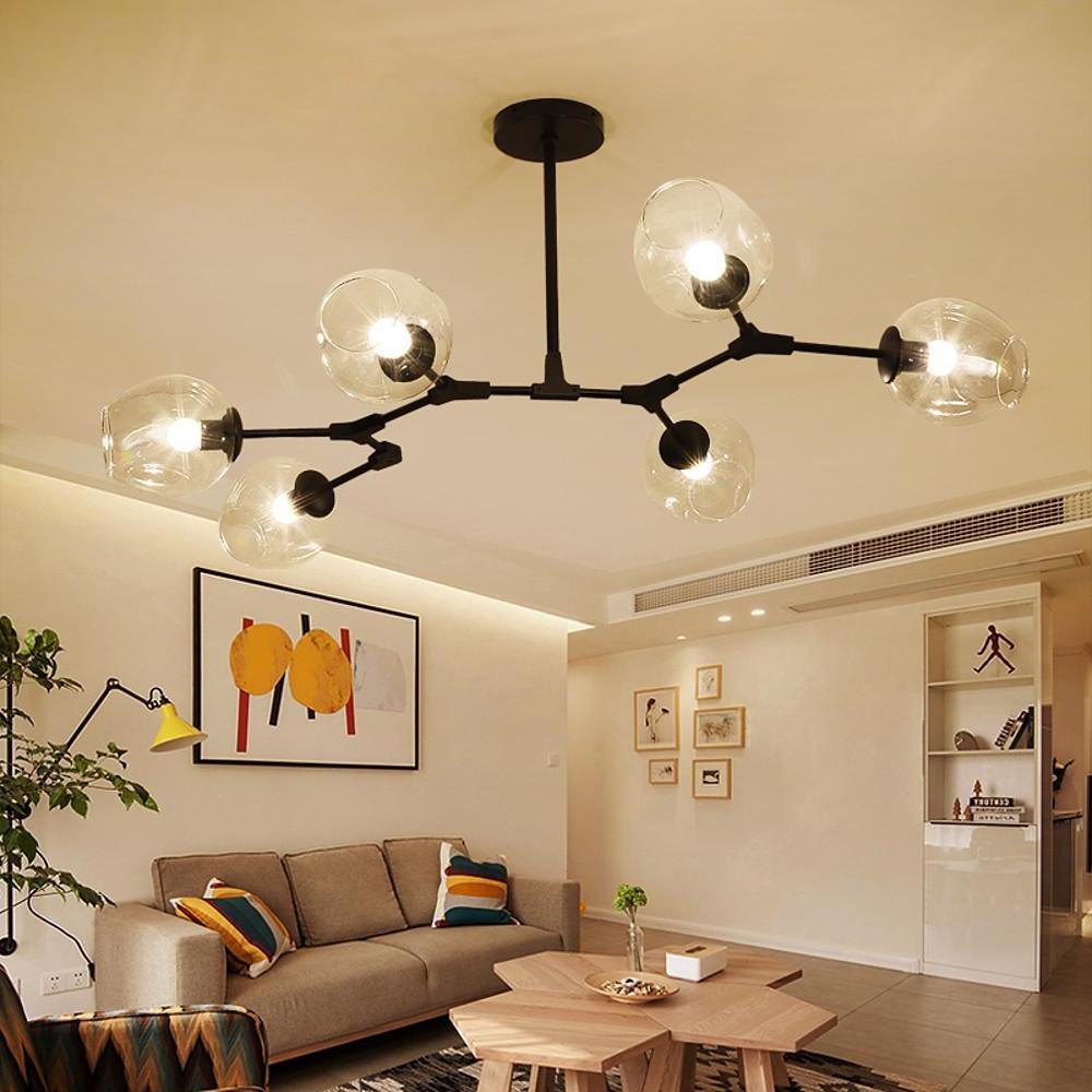 Molecule Sputnik Chandelier — Blown Glass, Metal, 6-Light, 55" Wide, E26/E27