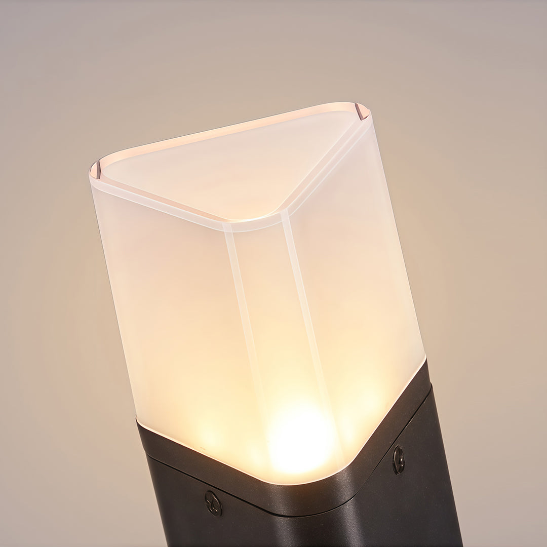 Solar Aluminum Bollard Light — Black, 3W LED, Three-Color Dimming (3000K/4500K/6000K), IP55, 4000mAh, 25.59" Height