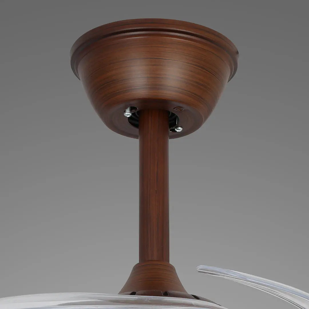 Silent Ceiling Fan with 4 Lights and Walnut Wood Grain Iron Body Luxe