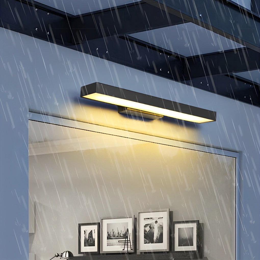Rectangular LED Linear Outdoor Wall Sconce — Black Matte Stainless Steel, Motion Sensor, IP65, 4000K, Hardwired, 20W / 30W / 40W