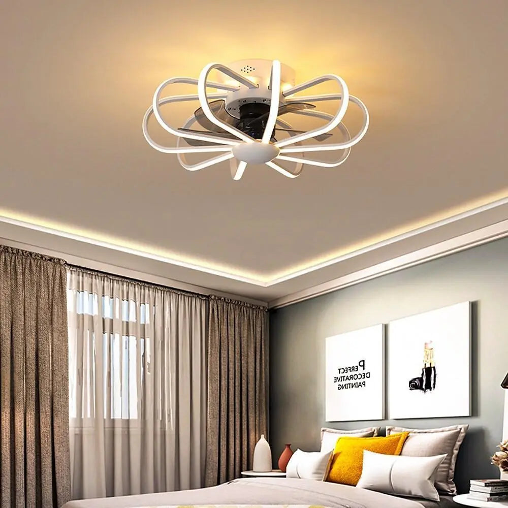 Modern 5-Blade Ceiling Fans with Surrounding LED Lights Luxe