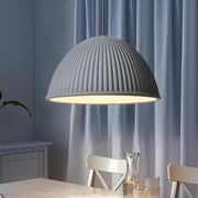 Industrial Inverted-Cup Pendant Light — Cement and Metal, LED E27, 13" Diameter, 59" Adjustable Cord