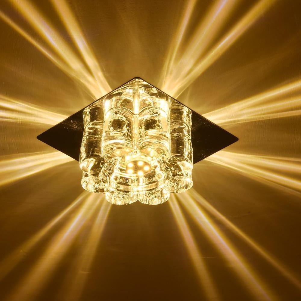 Flower-Shaped Crystal Flush Mount — Electroplated Metal, LED, 3000K / 6000K, 4" Diameter