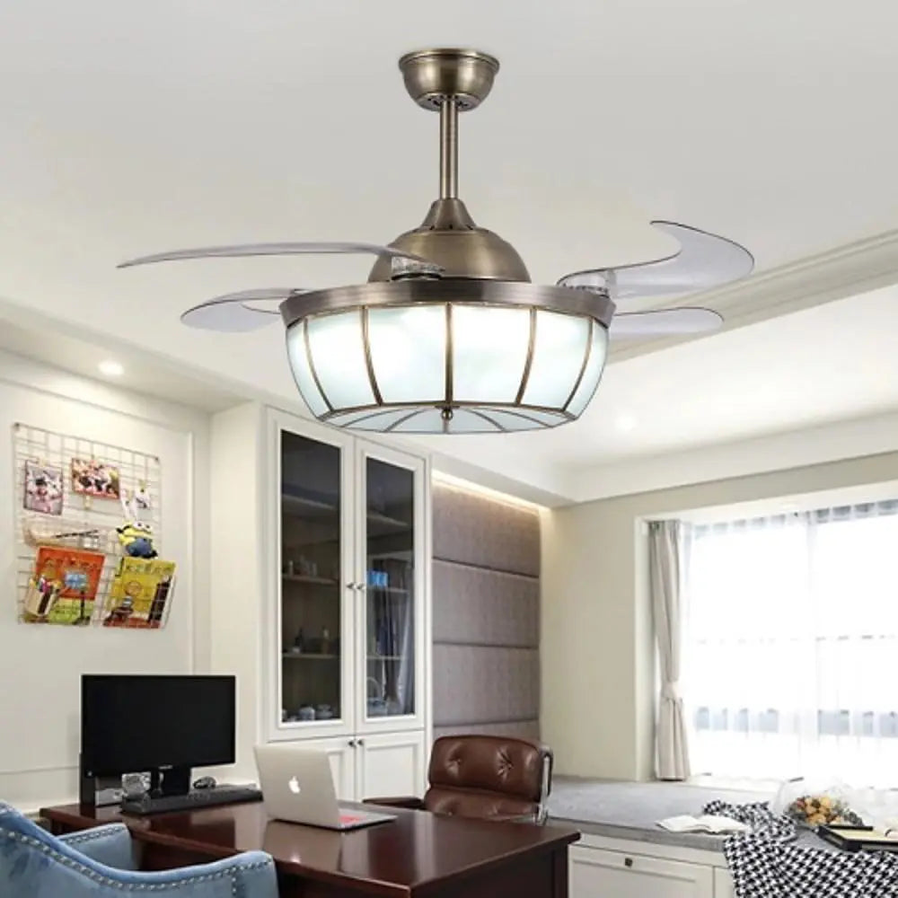 19-Inch Industrial Retractable Ceiling Fan with Light for Home Office Use Luxe