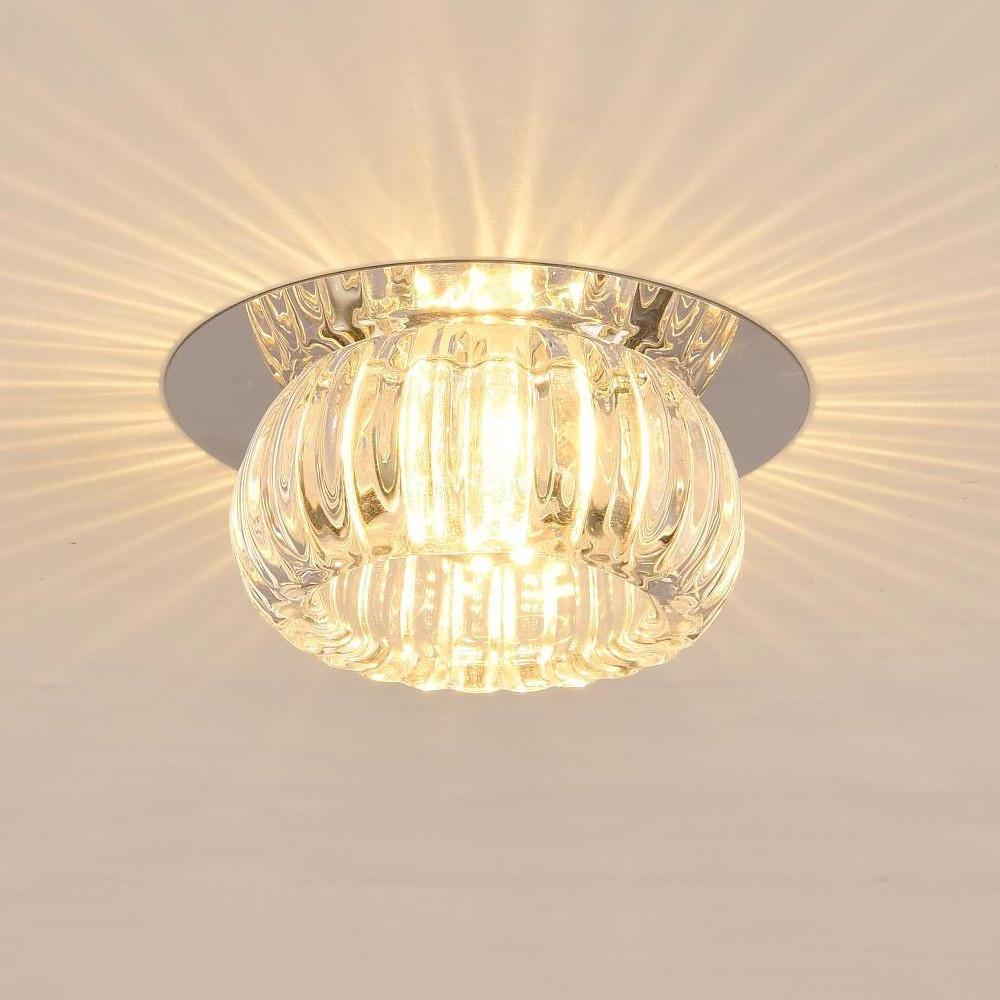 Geometric Crystal Flush-Mount Chandelier — Metal, LED, 7W, RGB + 3000K/6000K