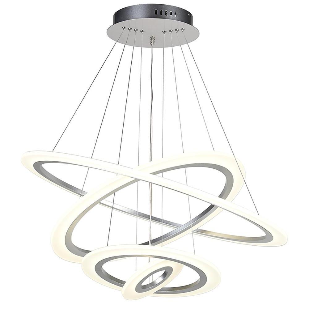 4-Ring Modern LED Chandelier — Metal and Acrylic, 31" Diameter, Adjustable Height