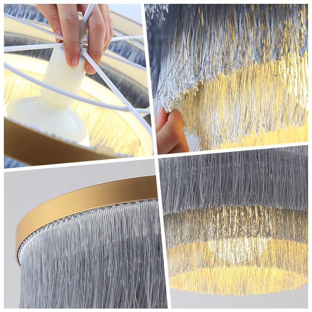Gradated Drum Chandelier — Metal and Fabric Shade, LED-Compatible, 17" Diameter, 39" Adjustable Cord