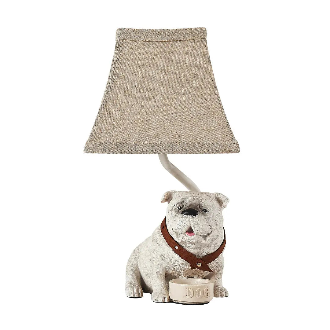 Elegant Mid-Century Dog Table Lamp in White Resin Luxe
