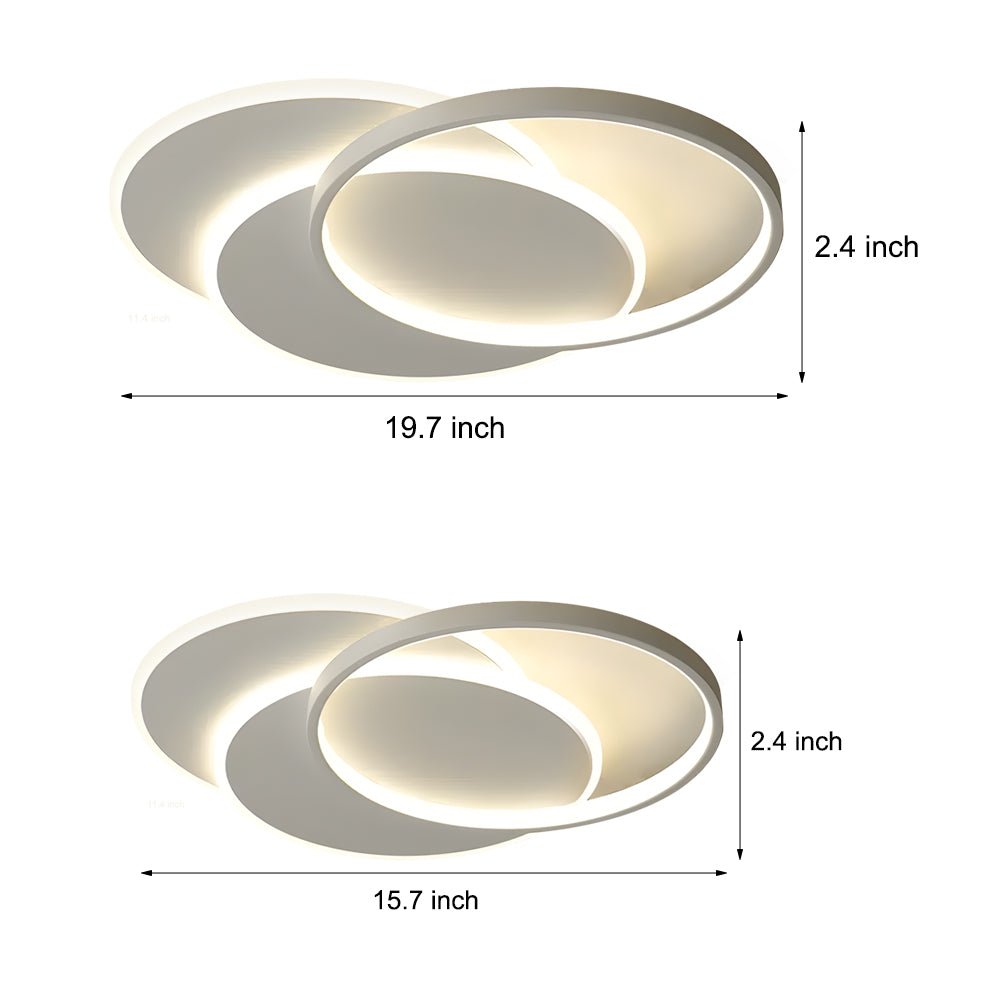 Triple-Circle LED Flush Mount — White Acrylic and Iron, 30W, 3-Step Dimming, 3000K/4500K/6000K, 19.7"