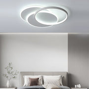 Triple-Circle LED Flush Mount — White Acrylic and Iron, 30W, 3-Step Dimming, 3000K/4500K/6000K, 19.7"